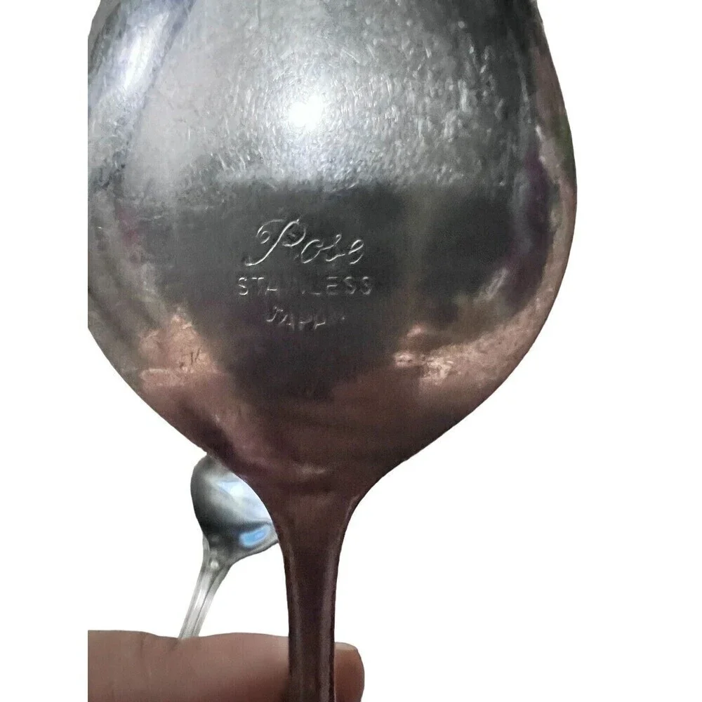 Vintage Pose Stainless 6 Place/Oval Soup Spoons Flatware JAPAN